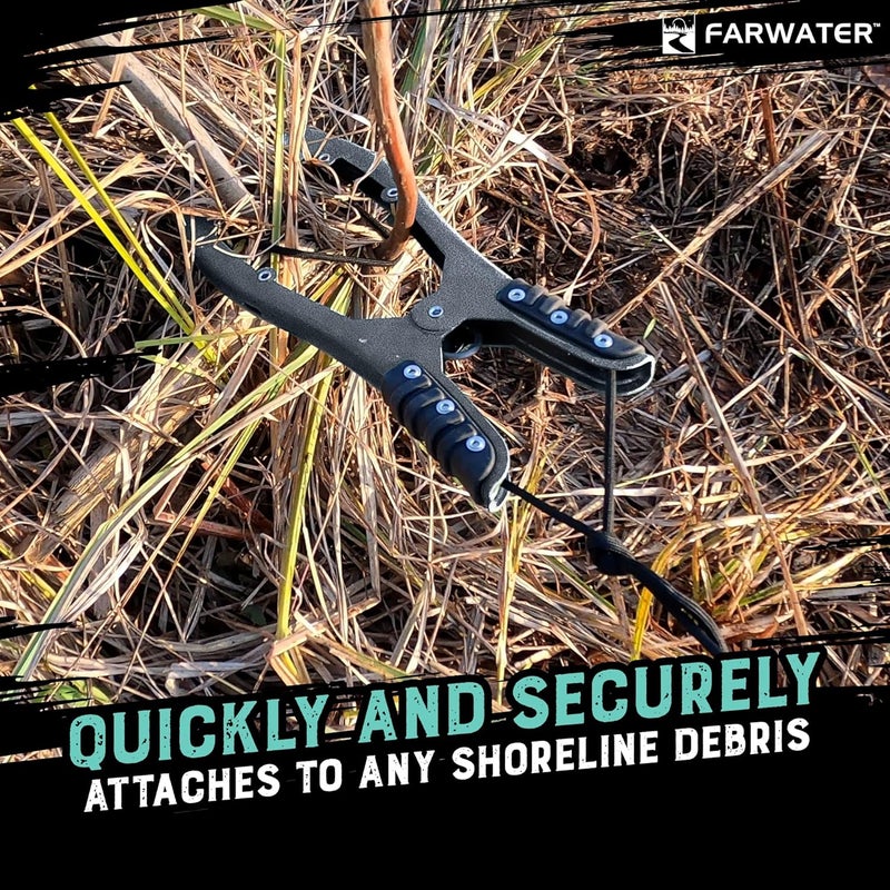 FARWATER Canoe Anchor Grip - Boat, Float Tube & Kayak Fishing Accessories, Kayaking Equipment - Brush Clamp Anchor with Teeth - Gripper with 15ft Paracord - Rubber Grips - Coated Steel - - Image 3